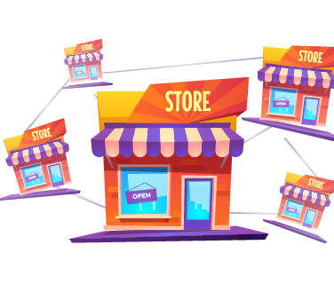 A multitude of stores connected by lines