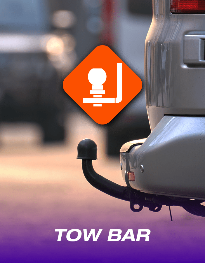 tow bar promotion image: a tow bar attached to the back of a car.