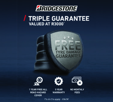 bridgestone tyre damage guarantee: a stack of tyres, with one of them in the shape of a shield