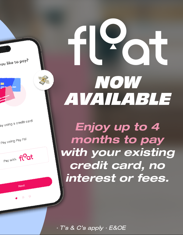 Float now available banner: A mobile app showing Float's user interface
