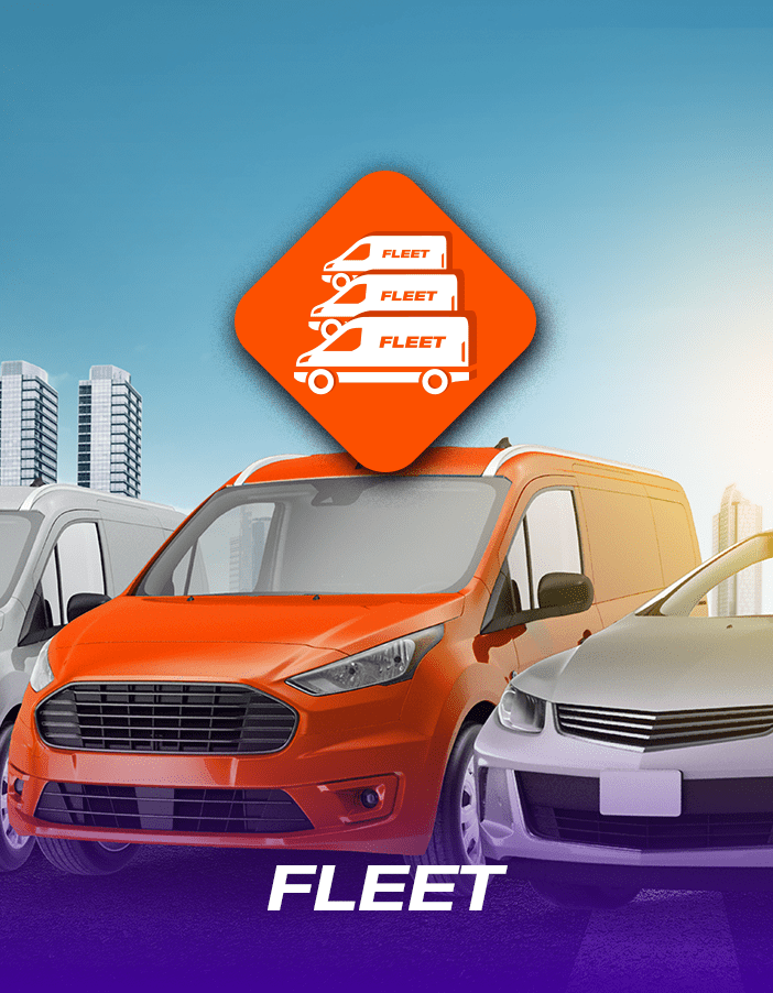 A fleet of different types of vehicles