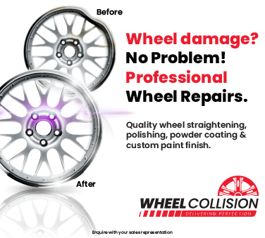 A before and after of a successful Wheel Collision damaged wheel repair
